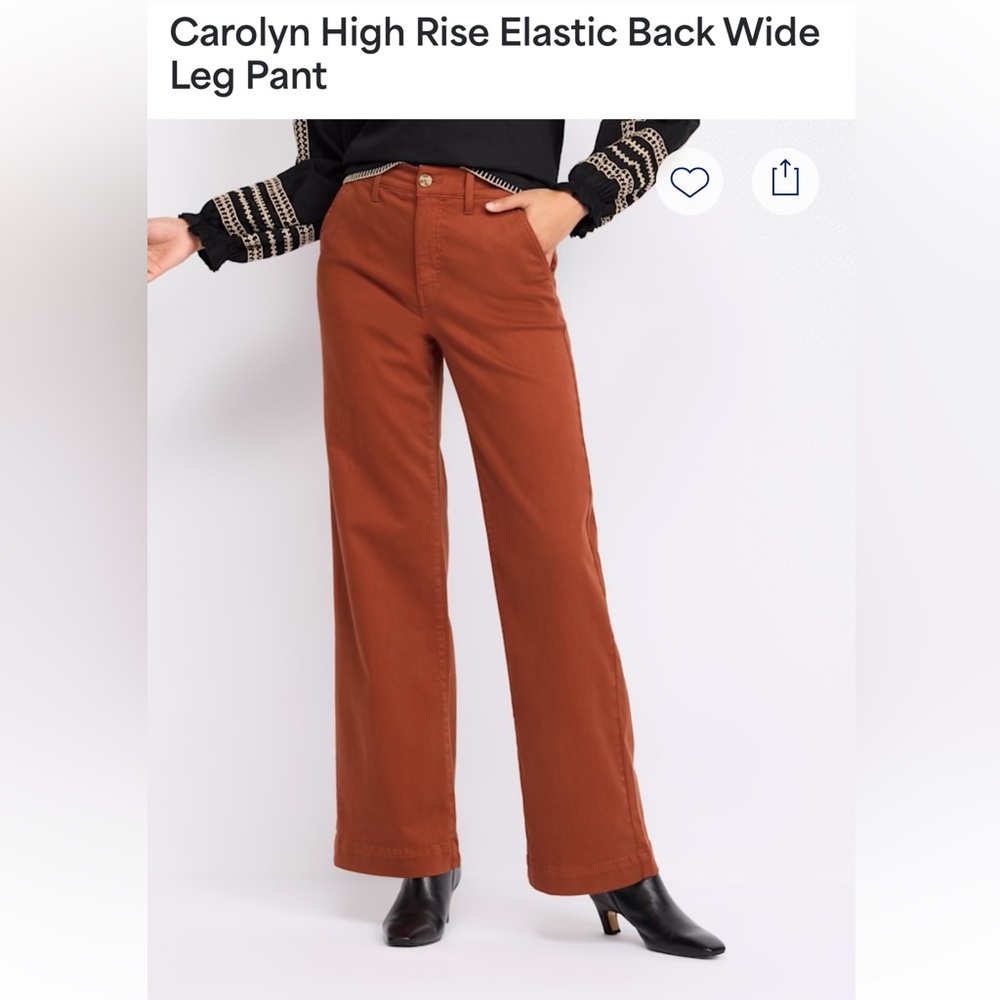NWT Cosmic Blue Love Carolyn High Rise Wide Leg Pant Size 12 Burnt Orange